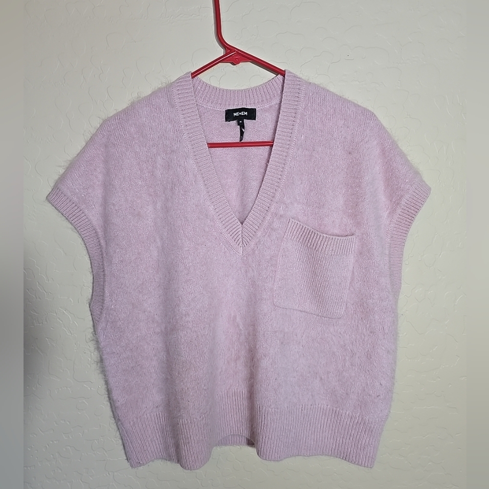ME+EM Brushed Cashmere One Pocket Sleeveless Fuzzy Sweater Size M